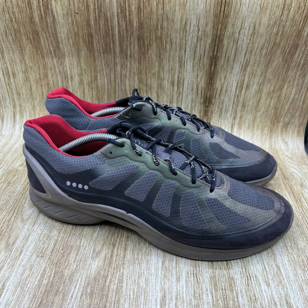 ECCO Biom Fjuel Racer Sneakers Men's Size 12 EU 46 Grey Red Athletic Trail Shoes